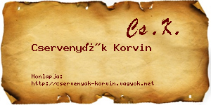 Cservenyák Korvin névjegykártya